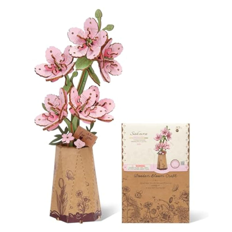 3D Wooden Sakura Flower Puzzle, DIY Artificial Flower Craft & Home Decor Kit