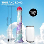 12-Inch Long and Thin Realistic Squirting Horse Dildo with Suction Cup, Blue Silicone Material for Men and Women Couples