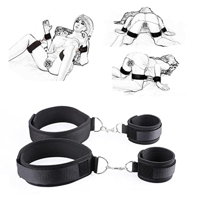 Bdsm Restrain Bondage Set Padded Wrist Thigh Cuffs, Sex Toy For Women Adjustable Handcuffs Leg Straps Sexy Slave Beginner Kit For Couples Sm Games