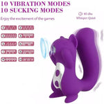 Dual Pleasure Squirrel Vibrator & Air-Pulse Clitoral Stimulator, Clitoral Sucking, Clit Vibrator, Pressure-Wave Technology, Waterproof, Rechargeable, Sex Toy Vibrator For Women (Purple)