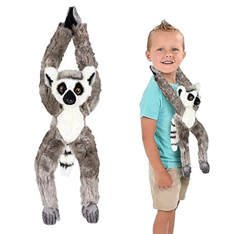 Hanging Ring Tailed Lemur Plush Toy, 17.5 Inch Stuffed Ring Tailed Lemur With Realistic Design, Soft And Huggable, Cute Nursery Decor, Best Birthday Gift For Boys And Girls