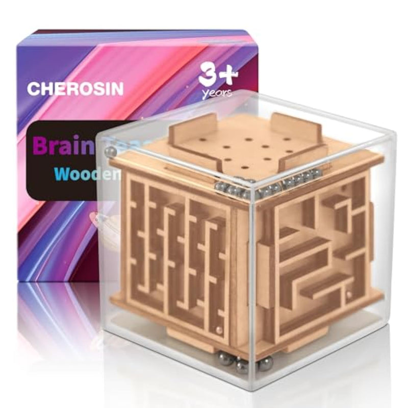 Fidget Puzzle Cube For Kids And Adults - 6-Sided Wooden Puzzle Game Fidget Toy For Anxiety Relief - Handheld Maze Cube For Travel - 3D Brain Teaser Magic Cube Fidget For Christmas Stocking Stuffers