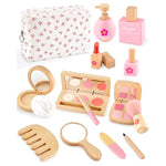 Wooden Pretend Makeup Kit For Girls Ages 3–5, Kids Pretend Play Cosmetic Set With Mirror, Lipstick, Nail Polish & Bag – Non Toxic Toy Makeup Set For Toddlers, Perfect Birthday