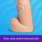 Lovehoney Realistic Dildo - 8 Inch Big Dildo for Women - Extra Girthy with Balls - Thick, Firm but Flexible Adult Sex Toy - Waterproof - Flesh Pink