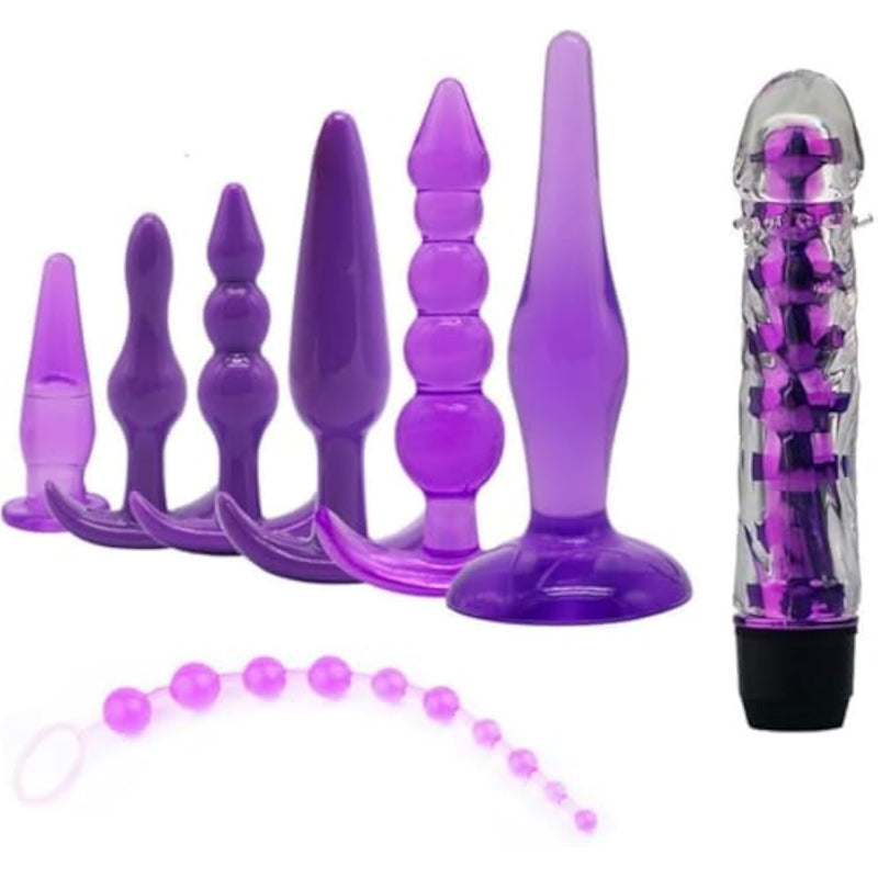 Anal Trainer Beginner Kit Set with Silicone Anal Plug and Butt Plug Dildo Beads for Beginners and Advanced Users
