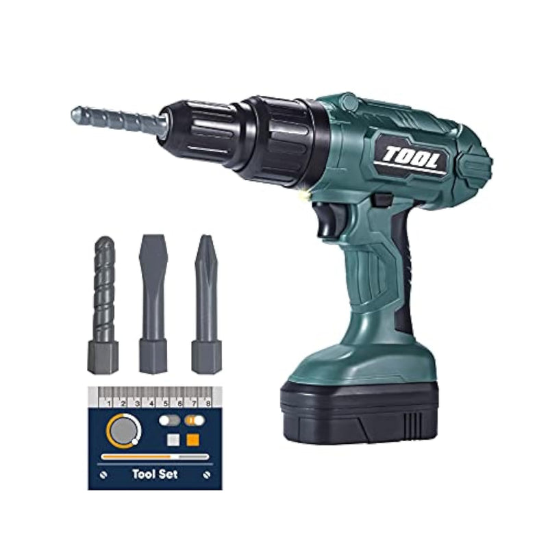 Electronic Power Drill Toy Set, Kids Pretend Play Construction Tools With Realistic Light, Sound & Action, Preschool Model, Gifts For Children Toddler Boy Girl