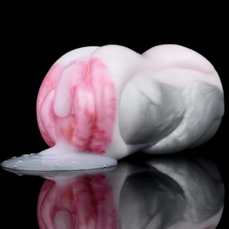 6.41" Dolphin Animal Pussy Halobios Male Masturbators, Pocket Pussy W Shaped Silicone Men Masturbator Toy With Vaginal Anal Tunnel, Silicone Dual Channel Men Masturbator Penis Excercise Toy