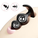 Steel Ball Anal Plugs, Premium Silicone Butt Plug with Built-in Massage Beads for Women Men Prostate G-Spot Stimulation Waterproof Adult Sex Toys (M)