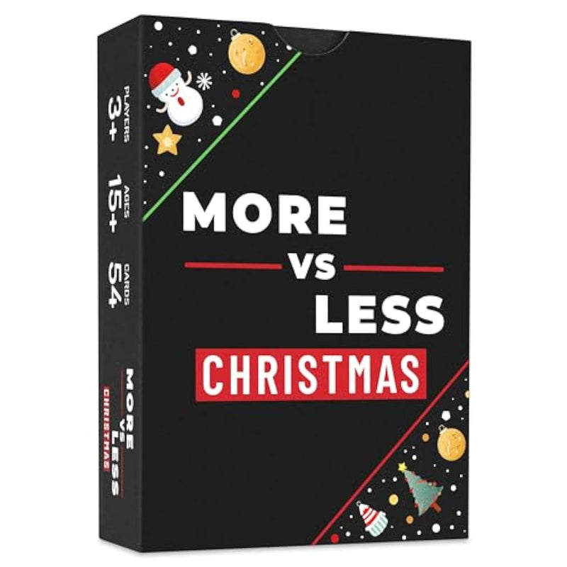 Christmas Card Game More Vs Less - Family Games | Christmas Stocking Filler Games | Xmas Gift Ideas, Secret Santa Gifts | Holiday Party Games | Cards Games For Adults Parties | Age 15+