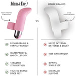 Adam And Eve 10 Function Silicone Rechargeable Finger Vibrator, 10 Speed Adjustable Stimulator, Insertable Bullet Sex Toy For Women, Waterproof Powerful Vibrations, Compact 3.39 Inch Design