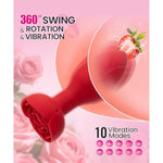 Rose Anal Plug Vibrator Adult Sex Toys Prostate Massager With Remote Control 10 Modes 360° Swing Rotation Vibration For Men Women Male Female Couple Quiet Pleasure Stimulation