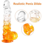 6.8Inch Clear Realistic Dildo Fantasy Sex Toy, Jelly Vaginal G Spot Stimulator Butt Plug Anal Trainer, Flexible Soft Penis Dong Cock Masturbator With Suction Cup For Women Men Couple Pleasure