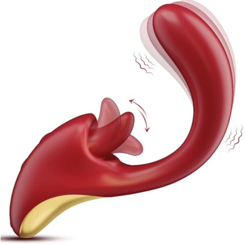 G Spot Dildo Vibrator Sex Toys, Thrusting Dildo 2 In-1 Vibrators With 9 Vibrating & Tongue Licking Modes, Clitoral G Spot Anal Sex Toy, Rose Adult Sex Toys & Games For Woman Man Couples