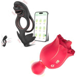 Rose Sex Toy Vibrator,Clitoral Tongue Licking Vibrator, Vibrating Cock Ring Adult Male Sex Toys, Vibrating Penis Ring For Men With 9 Vibration Adult Toys