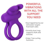 Dual Silicone Rings Rechargeable Vibrating Enhancer for Couples with 7 Functions of Vibration Waterproof Design