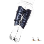 Legs Binding Restaint Leather Sleeve - Legs Or Arm Binder Lace-Up Leather Single Sleeve Shanks Locking Restaint Harness Bondage Sex Toy (Black)