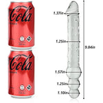 Realistic G-Spot Dildo Penis Cock Dong With 3 Balls Glass Double-Ended Dildo With Vivid Glans And Bumps Adult Sex Toy For Men Women Masturbating (M)