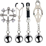 Stainless Steel Adjustable Nipple Clamps for Women - Non-Piercing Large Nipple Clips with Gravity Ball