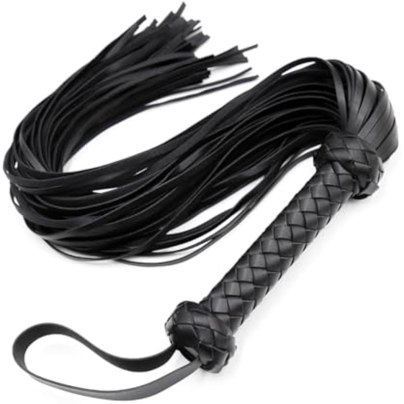 25" Black Leather Sm Flogger Whips For Sex Games, Bondage Restraints Bdsm Whips Flogger, Leather Sex Toys Bondage Whips Horse Riding Crop (Black)