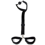 Bondage Restraint Ball Mouth Gag With Handcuffs Fetish Bdsm Collar Leather Ball Gag Restraint, Sm Bed Restraint Kit Equipment For Couples Game, Adjustable Bondage Toys Fit Almost All Women