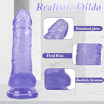 7.3 Inch Clear Purple Realistic Dildo,Small Dildos With Strong Suction Cup, Dildo For G-Spot And Anal Stimulation,Lifelike Penis For Hands-Free Play,Adult Sex Toys For Beginner Women/Men/Gay