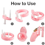 Chastity Cage Sex Toy, Silicone Cock Cage For Men With 5 Sizes Rings & 4 Code Locks, 2 Keys & 1 Lock Set, Male Chastity Devices Sissy Penis Cage Bondage Sex Restraints Bdsm Toys (Pink, Large)