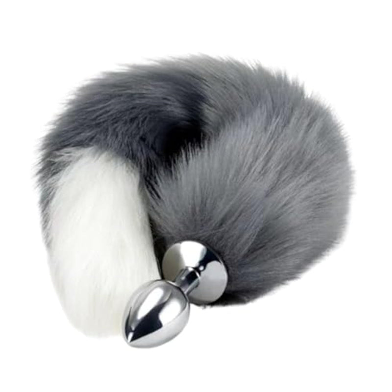 Stainless Steel Faux Fur Fox Tail Butt Plug for Couples and Solo Play
