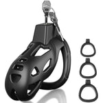 Chastity Cage Male Chastity Device,3D Printed Lightweight Cock Cage Male Chastity Cage With 3 Sizes Rings Invisible Lock Key, Penis Cage Bondage Gear & Accessories For Abstinence And Exercise Black