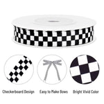 Black & White Checkered Grosgrain Ribbon, 3/8 Inch x 10 Yards for Crafts