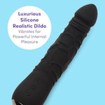 6.5 Inch Realistic Silicone Dildo Vibrator for Women - Black Textured Shaft, 20 Mode G Spot Stimulator