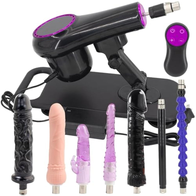 Mini Sex Machine Wireless Telescopic Linear Actuator Thrusting Machines With Realistic Big Dildos For Women Adjustable Pumping Gun With 7 Attachments 3Xlr Connector