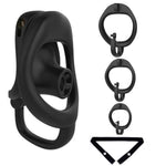 Negative Chastity Device with 3 Curved Hook Rings and Anti-Off Belt for Men's Bondage Gear
