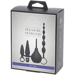Fifty Shades Of Grey 4 Piece Anal Toys Starter Kit - With Silicone Butt Plug, Vibrating Butt Plug, Anal Beads & Douche - Waterproof - Black