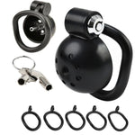 Flat Chastity Cage For Men Small Resin Penis Cage With 5 Rings Micro Chastity Device Male Cock Cage Breathable Design Chastity Belt For Long-Term Wear And Control