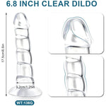 6.8 In Clear Dildo Anal Bead Trainer Sex Toy For Women,G Spot Vaginal Stimulator Flexible Jelly Penis Dong Prostate Massager With Suction Cup,Butt Plug Anus Dilator Masturbator For Beginner Men Couple