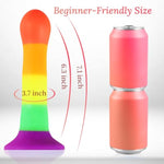Strap On Dildo Harness Adult Sex Toys, Adjustable Leather Strapon Harness With 7.2" Rainbow Color Silicone Anal Dildo, Detachable Suction Cup Penis For Lesbian, Gay, And Couples Pegging Play