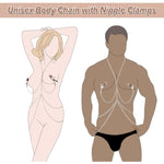 Nipple Clamps Body Jewelry Bdsm Sex Toy, Adjustable Non-Piercing Nipple Toys Body Chain With Necklace Bondage For Games, Kinky Breast Clips For Women Couples Pleasure (Silver)