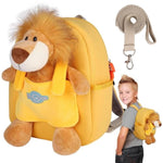 Large Lion Toddler Backpacks With Soft Dolls & Leash, Preschool Backpack With Stuffed Animals For School Travel, 5 6 7 8 9 Year Old