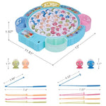Magnetic Fishing Game Toys, Rotating Board Game With Music Including 45 Fishes And 8 Fishing Poles, Christmas Party Game Toys For Kids Age 3 4 5 6 7 And Up