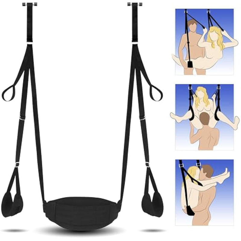 Indoor Sex Swing Bdsm Bondage Restraints Kit Couple Adult Sex Toys With Thick Soft Nylon Adjustable Straps Handcuffs Thigh Plush Cushion Sex Sling For Lesbian Gay Couple Sex Games