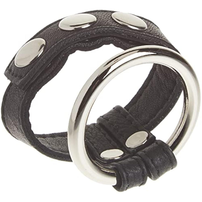 Leather And Steel Cock And Ball Ring