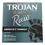 Trojan Bareskin Thin Premium Lubricated Condoms - 24 Count & BareSkin Raw Thin Condoms, Lubricated Condoms for Men, America’s Number One Condom Brand, 24 Count Pack