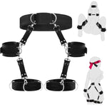 Bdsm Sexual Bondage 6-Piece Set Couple Sex Toys, With Adjustable Thigh Cuffs Ankle Cuffs Handcuffs Belt Cross Strap Blindfold Suitable For Women, Men, Couples And Couples Fun Sex Games