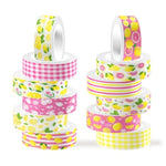 12 Rolls Pink Lemon Washi Tape Set for Journaling, Scrapbooking & DIY Crafts