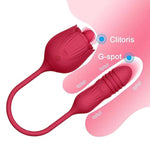 Flower Sex Toy Dildo Vibrator-2In1, Sex Stimulator For Women With 10 Tongue Licking & 10 Thrusting Dildo G Spot Vibrators, Adult Games Clitoral Nipple Licker For Woman Man, Couples Pleasure (Red)