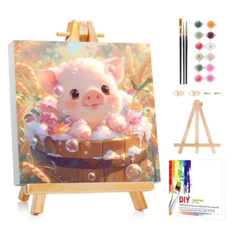 Paint by Numbers Kit for Kids with Frame and Pigments, 8x8 Inch Artwork
