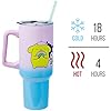 Sanrio Hello Kitty and Friends Featuring My Melody, Kuromi, and Pompompurin Rainbow Ombre Stainless Steel Tumbler with Handle and Straw, Fits in Standard Cup Holder, 40 Ounces