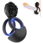 Rose Cock Ring Stimulator With Testicles Massager & Clitoral Stimulator, Pleasure Penis Ring Vibrator, Dual Motors 10 Vibration Modes For Male Or Couples, Waterproof Adult Sex Toys