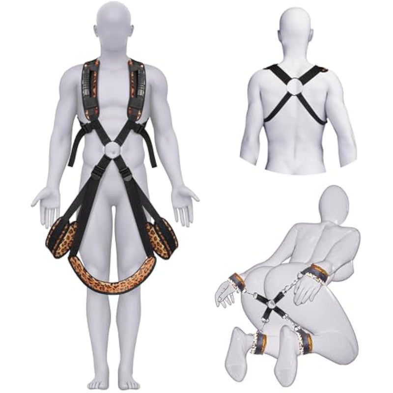 Leopard Print Wearable Sex Swing & Bondage Slave Bdsm Set, Adult Sex Toys Bondage Love Slings For Adult Couples With Adjustable Straps,Waist Support For Couples, Enhances Comfort