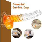 9 Inch Fantasy Realistic Dildo Clear Sex Toy, Xl Flexible Soft Penis Jelly Dong Cock With Suction Cup, Huge Anal Plug Vaginal G Spot Stimulator Female Masturbator For Women Men Couple